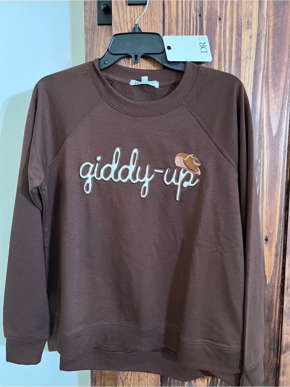 DR2 Brown "giddy-up" Graphic Crewneck Sweatshirt